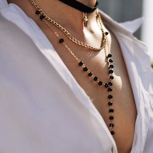 Pendant Beaded Detail Layered Necklace